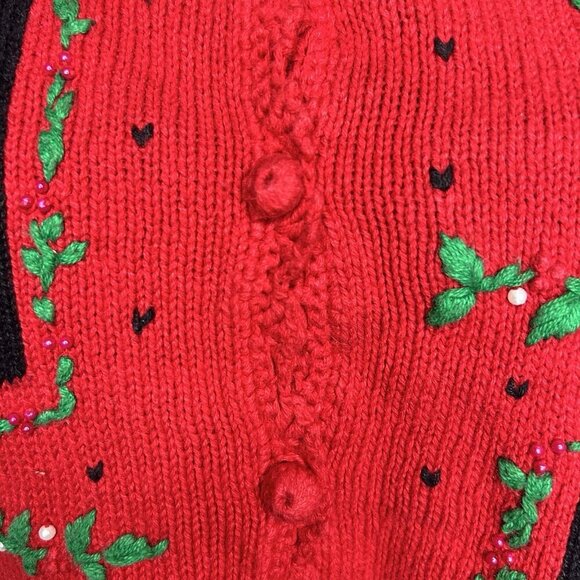 Designers Originals Studio Red Christmas Vest Petite Large PL Collared Vintage - Picture 7 of 10